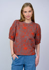 Floral Vines Knit Top Brun