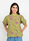 Floral Vines Knit Top Green