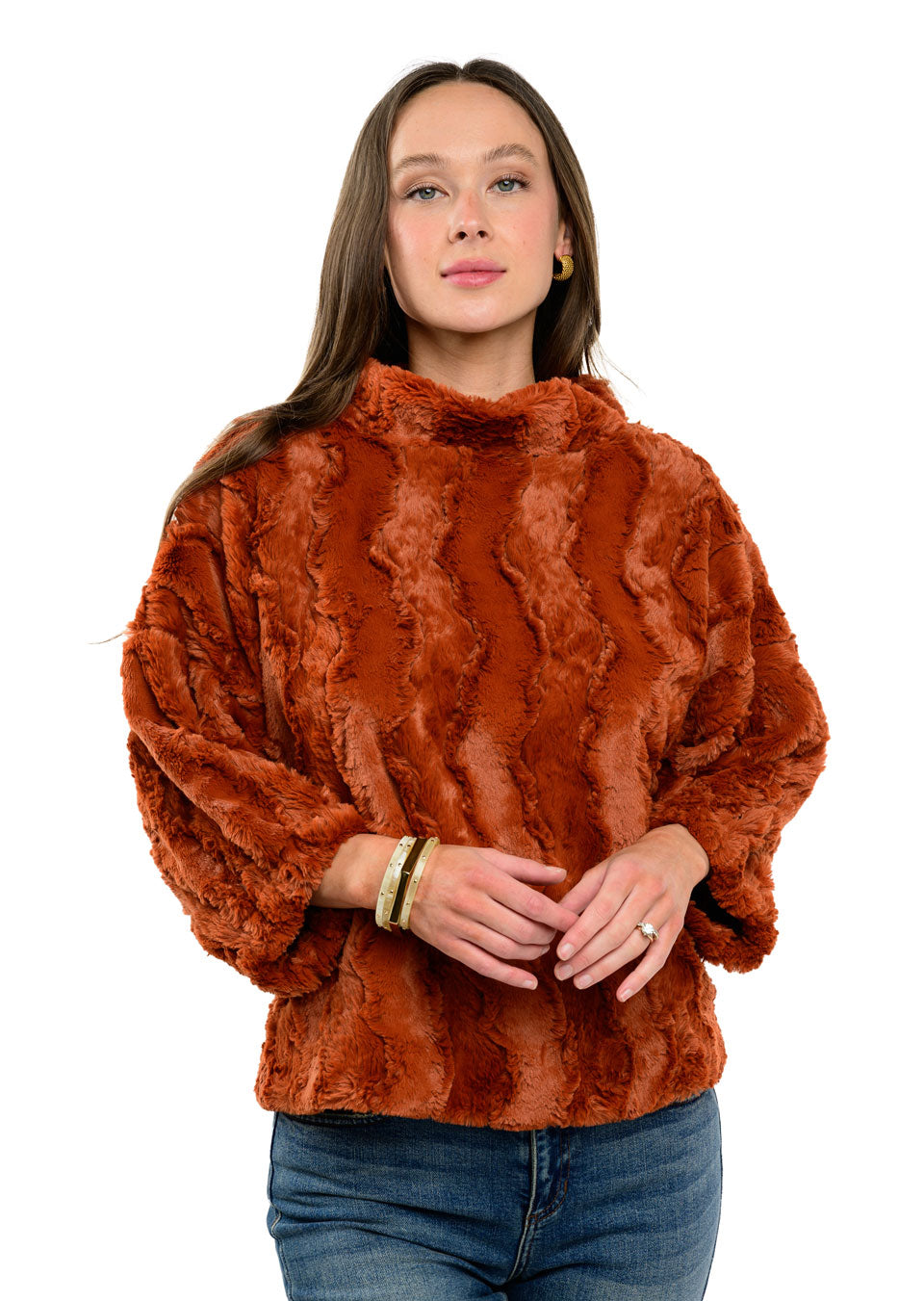 Poof Sleeve Faux Fur Popover