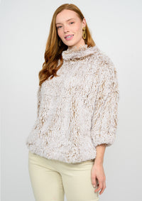 Pouf Sleeve Faux Fur Popover