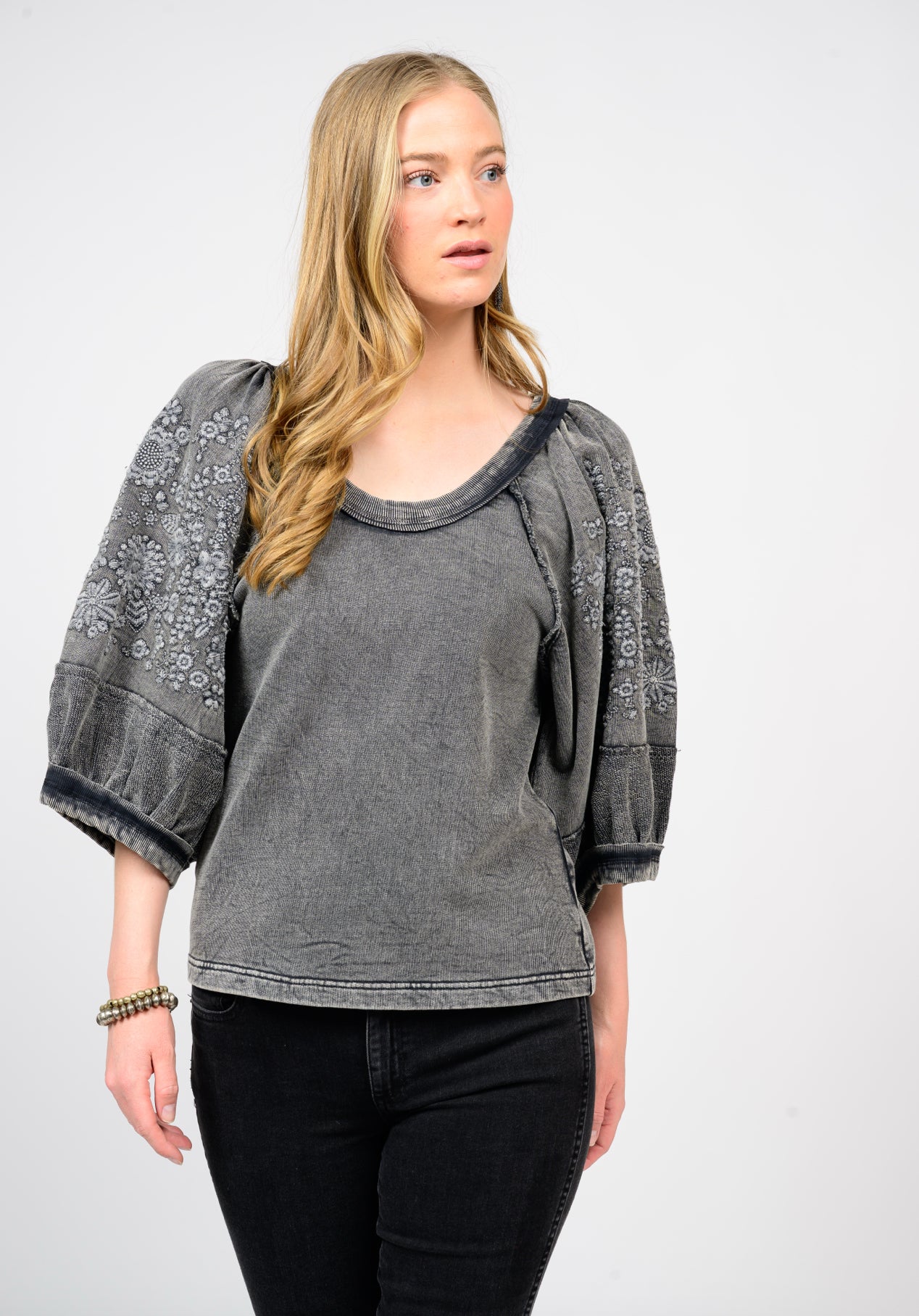 Embroidered Floral Knit Top