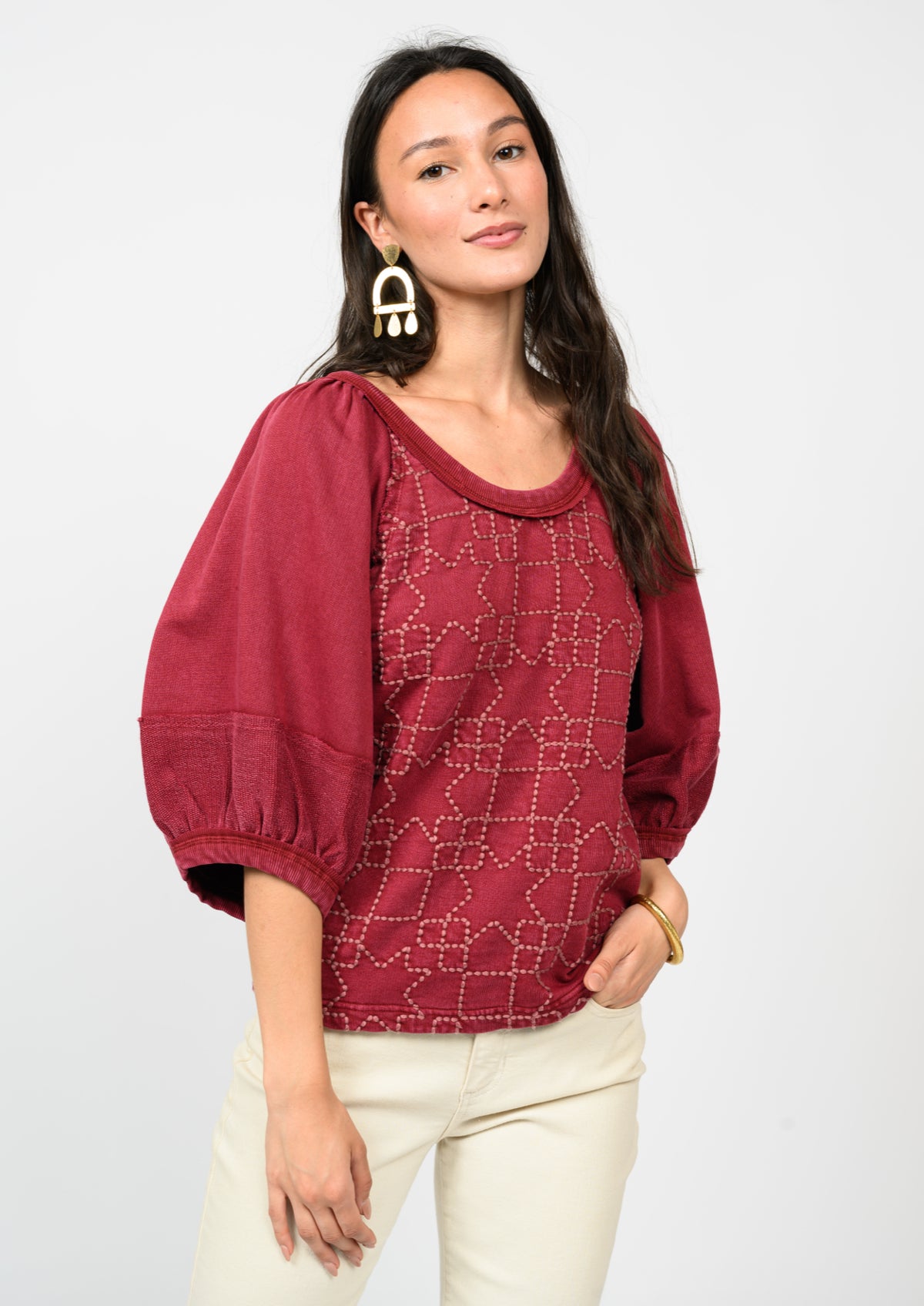 Quilted Pattern Knit Top