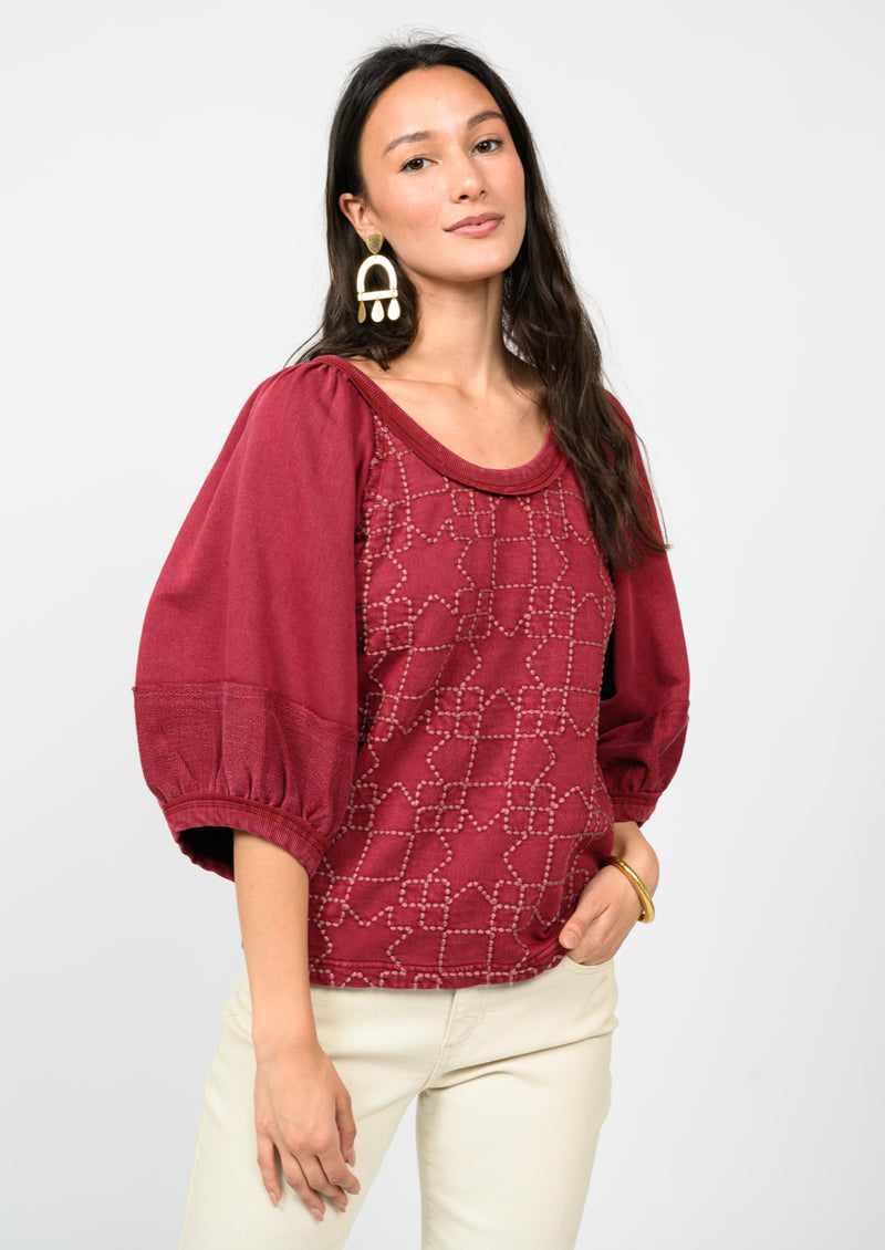Quilted Pattern Knit Top