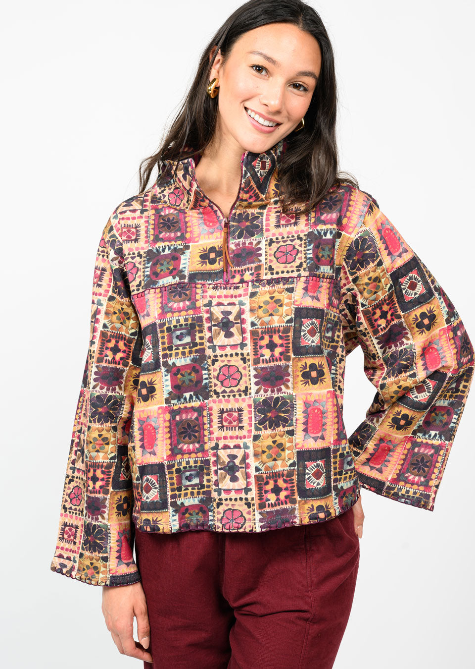 Zip Front Terry Popover