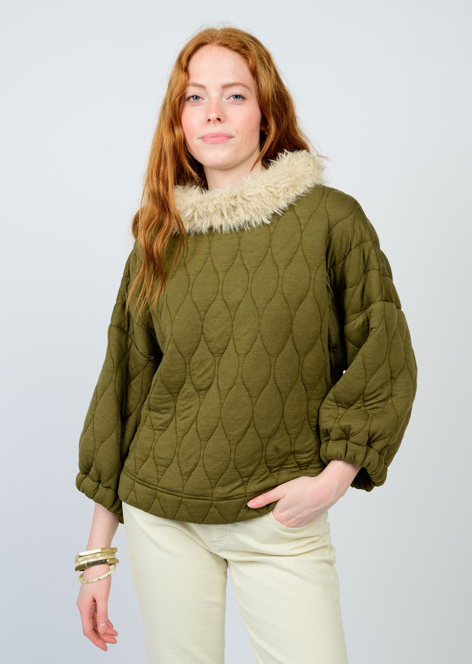 Pouf Sleeve Quilted Popover